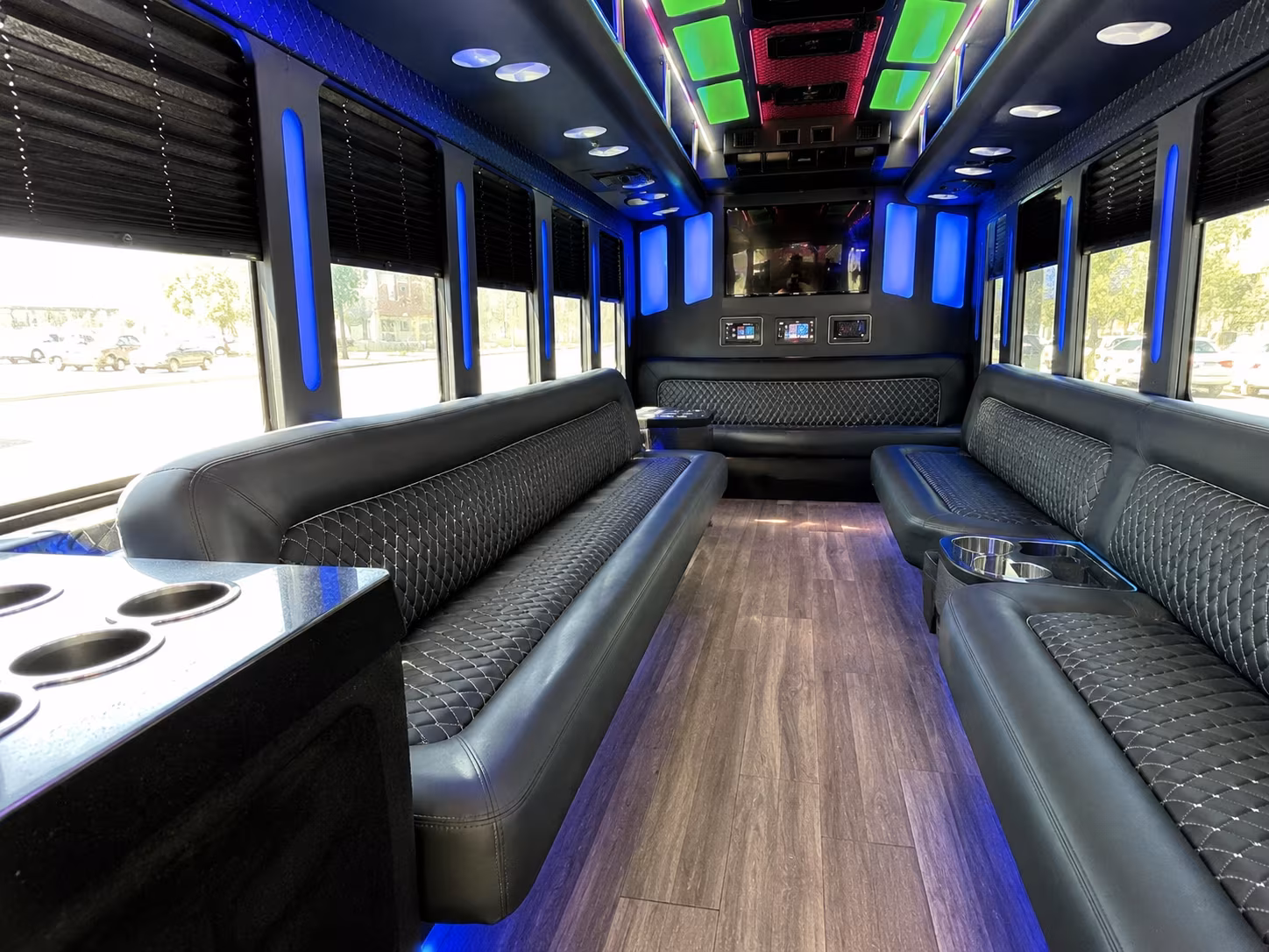 augusta 15 passenger party bus inside