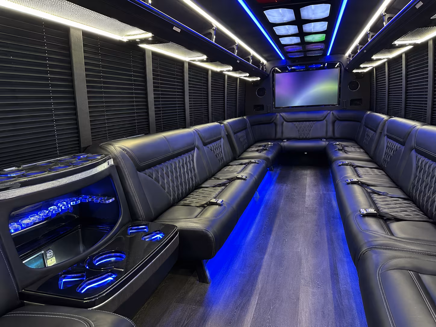 augusta 20 passenger party bus inside
