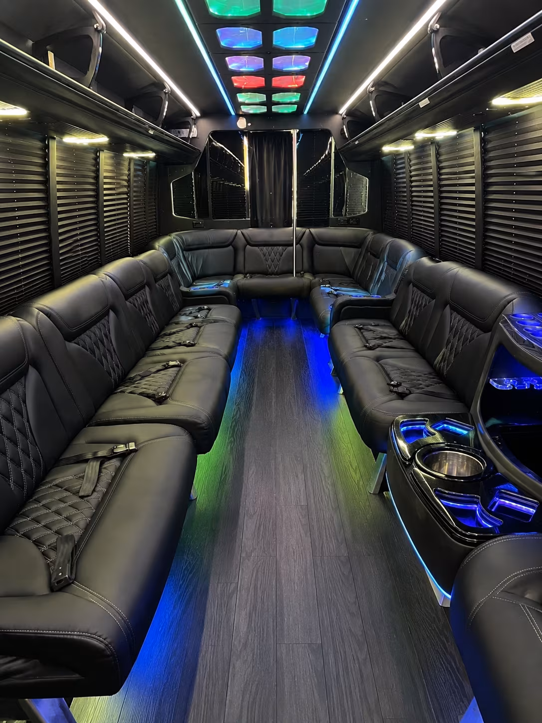augusta 20 passenger party bus interior