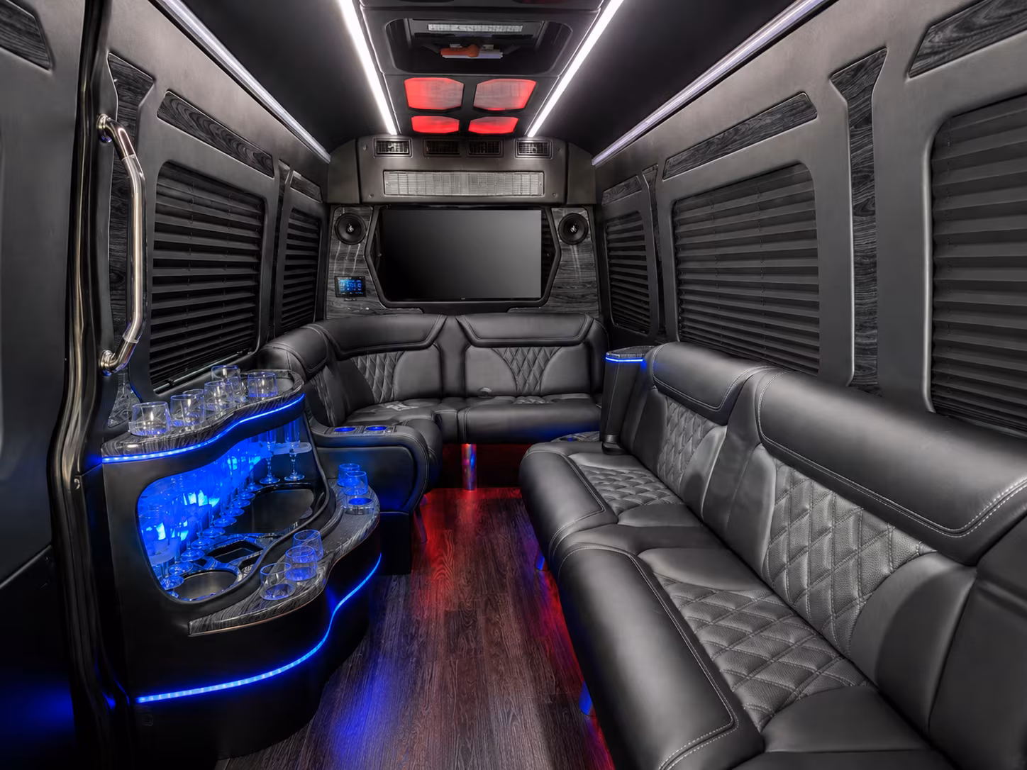 augusta 30 passenger party bus interior