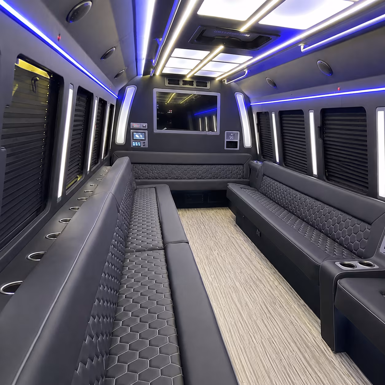 augusta 40 passenger party bus inside